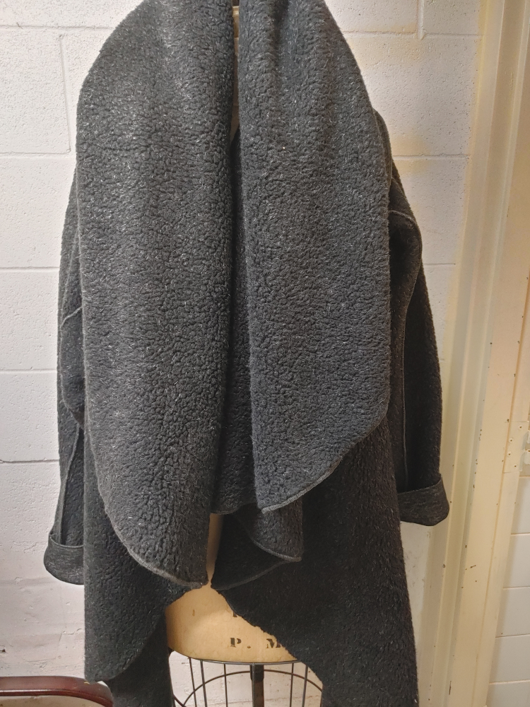 Black Fleece Wrap Coat - photo 2