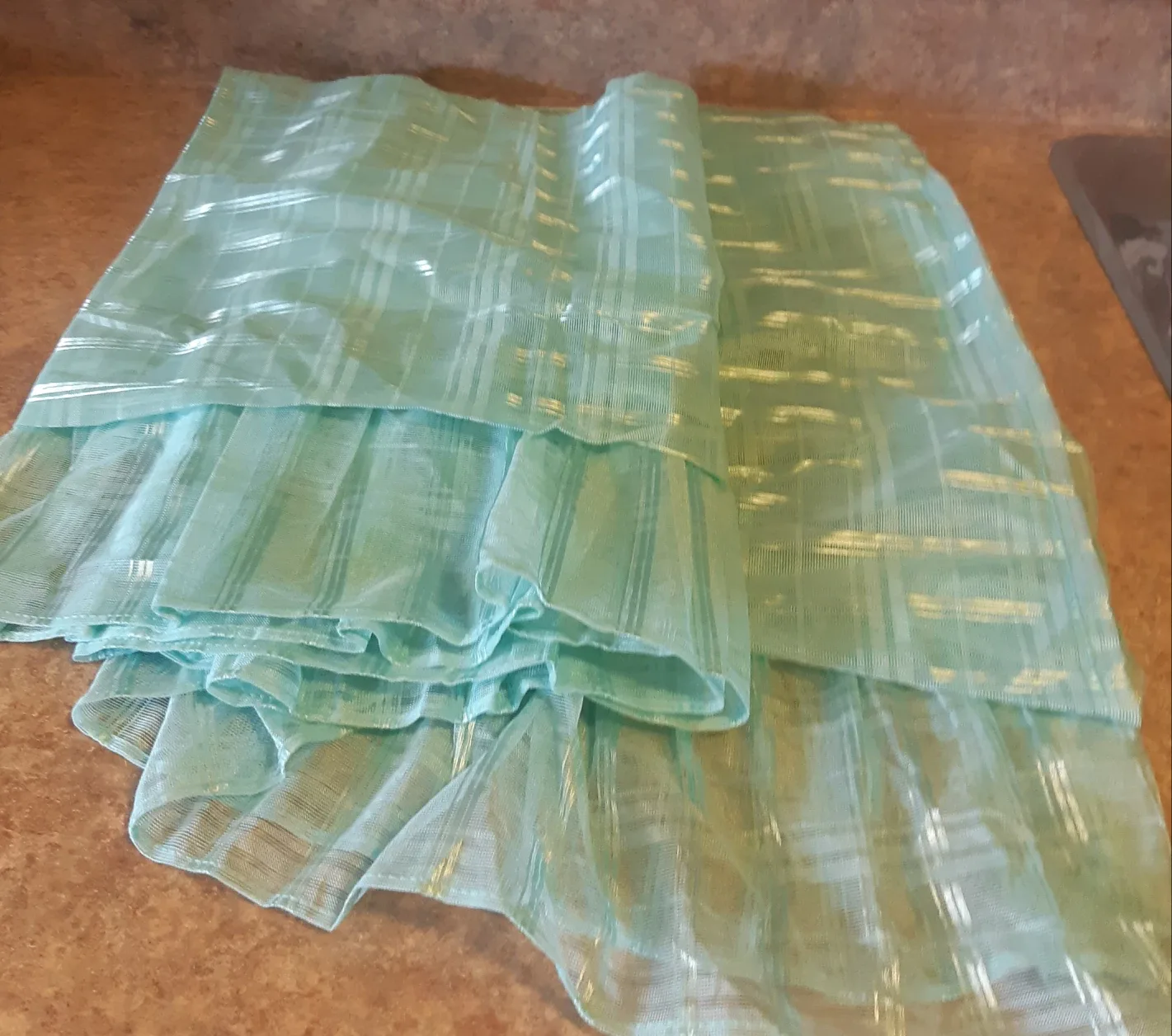 Teal Sheer window valance thumbnail