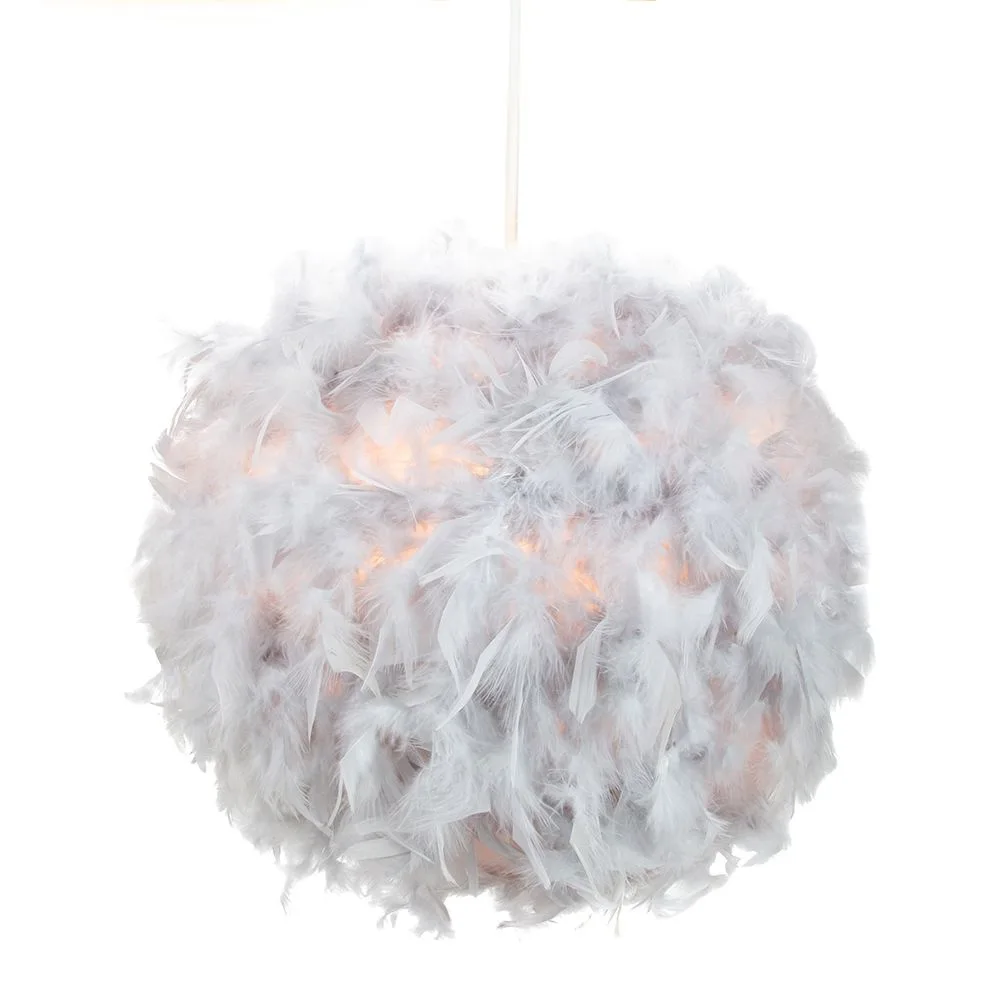 Grey Feather Ceiling Lamp Shade image indicator(2)