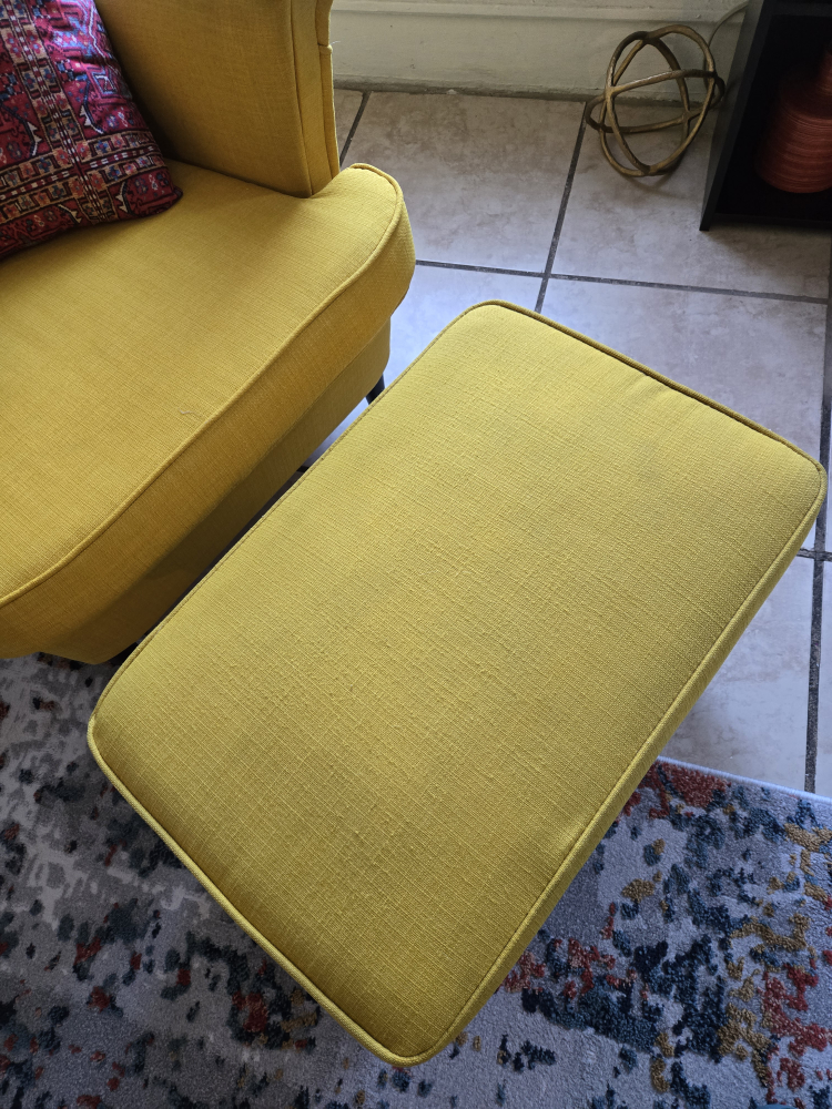 Yellow Wingback Chair and Ottoman - photo 3