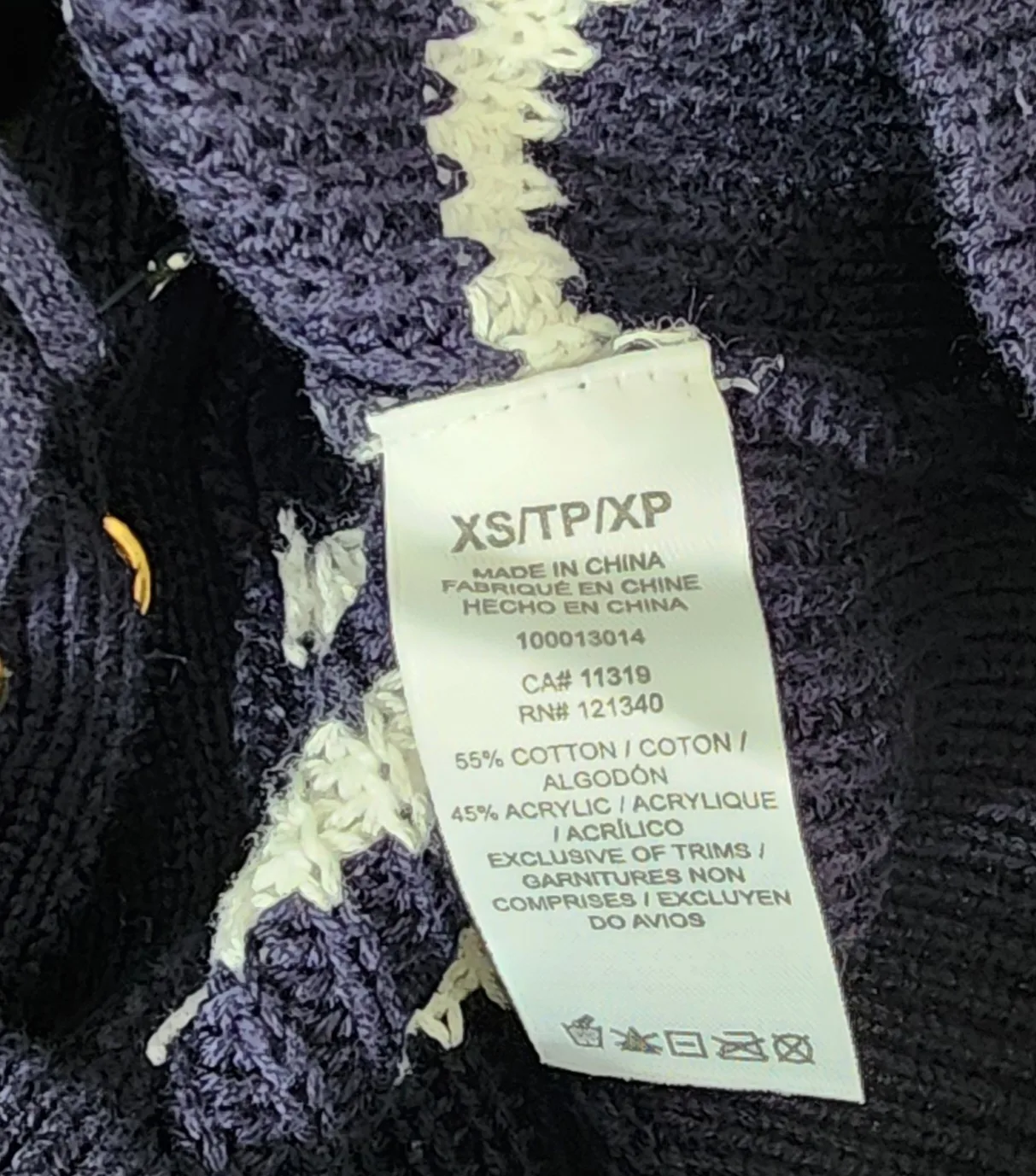 DYNAMITE Striped Cotton Sweater Lace Up Back - Midnight Blue image indicator(6)