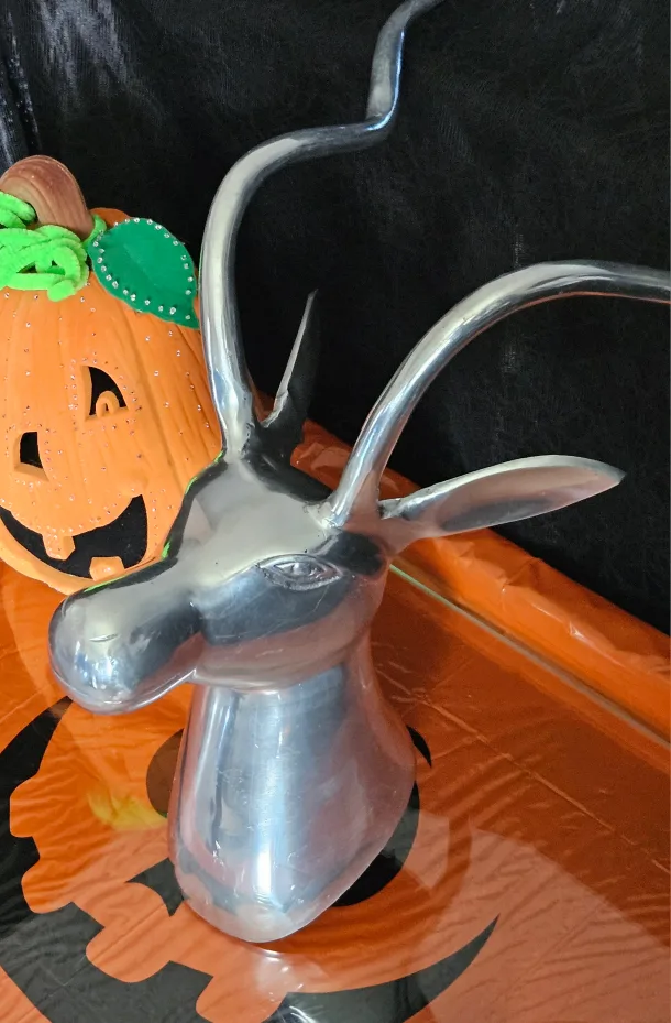 Vintage Polished Aluminum Antelope Wall Mount Head Sculpture image indicator(9)