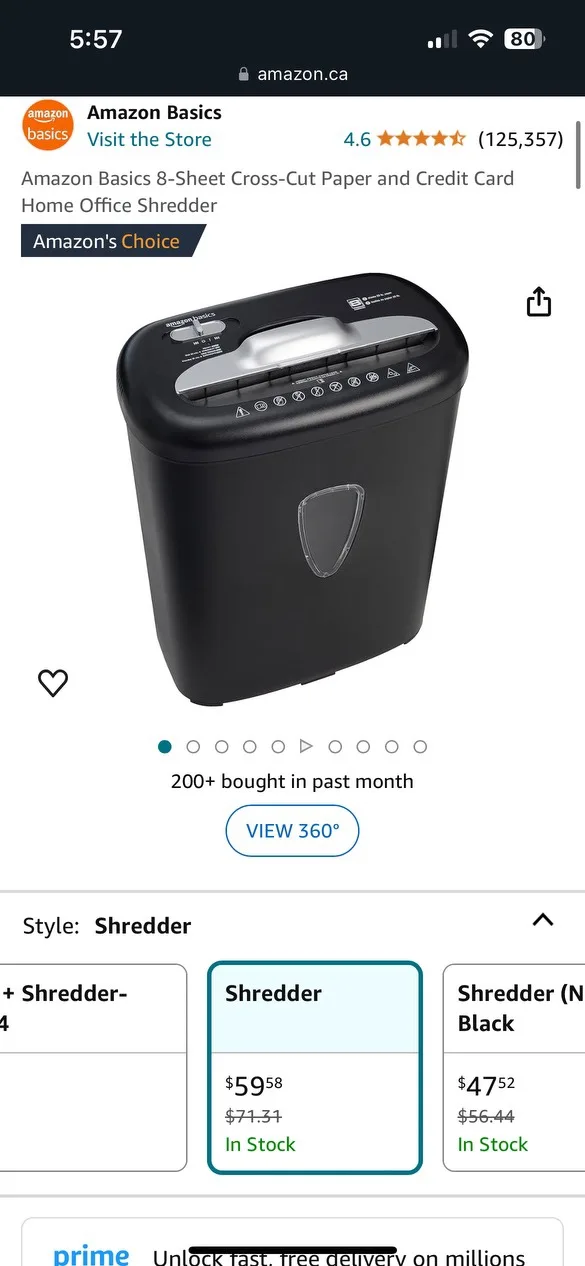 Amazon Basics Shredder thumbnail