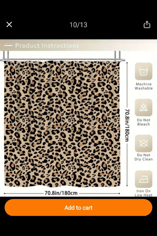 Leopard Print Shower Curtain - NEW