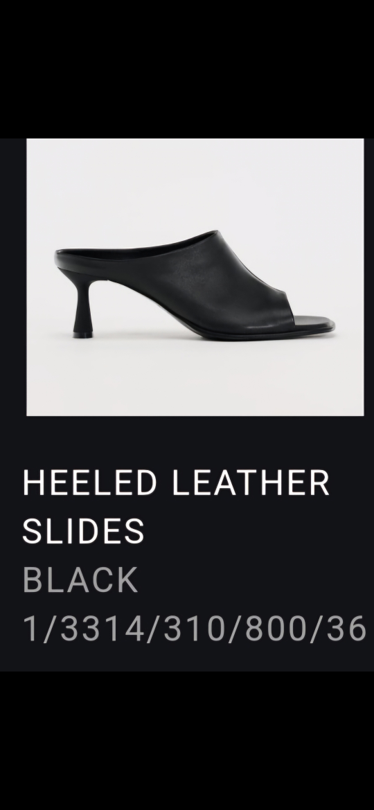 Zara Heeled Leather Slides (Size 36)