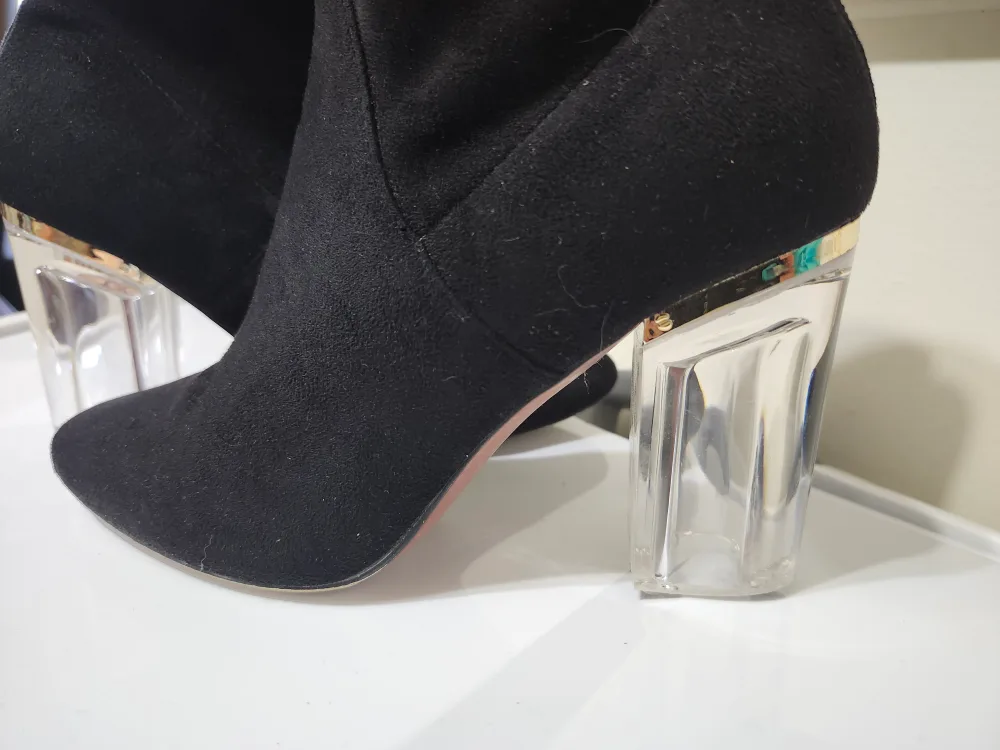 Ego Black Suede Booties with Clear Heel image indicator(2)