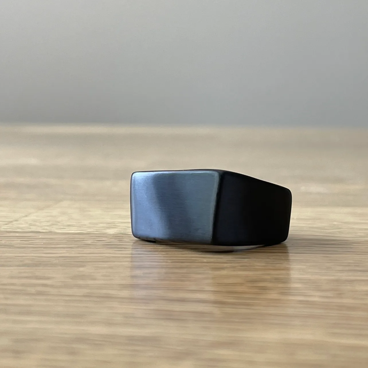 Geometric distorted black stainless steel ring (size 13) image indicator(3)