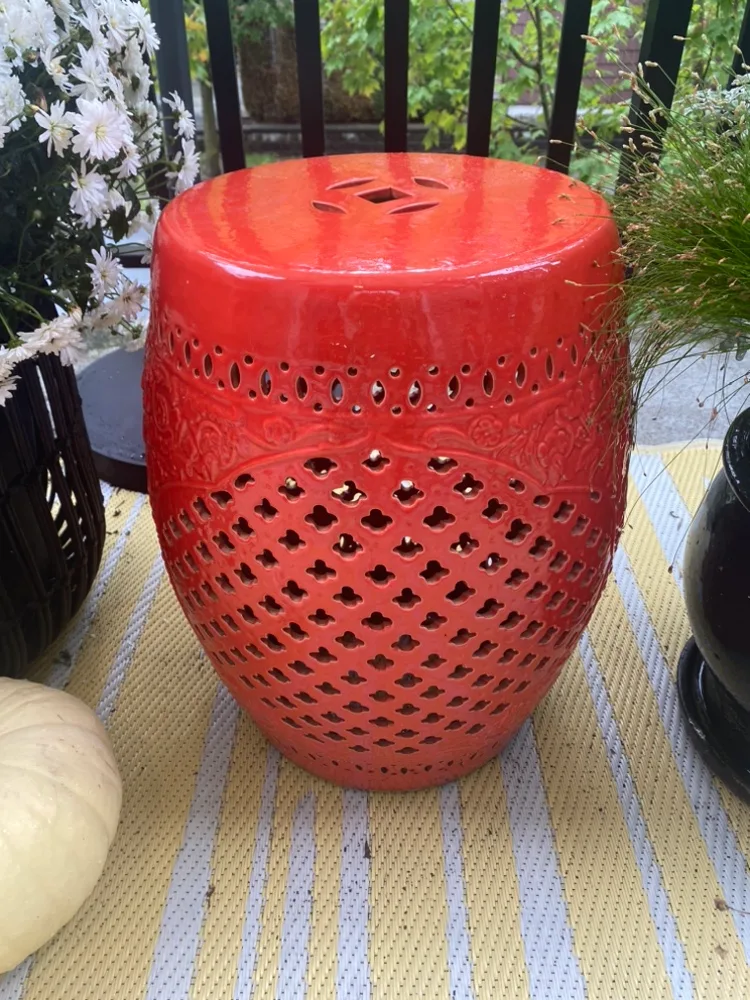 Orange  Garden Stool Drum. image indicator(2)