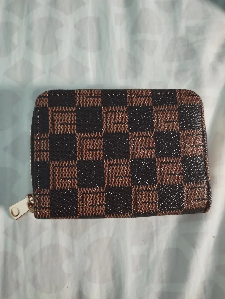 Brown and Black Checkered Card Holder thumbnail