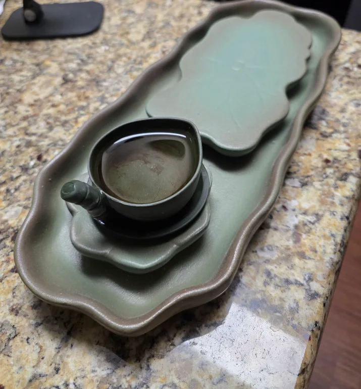 Ceramic Tea Tray, lotus design image indicator(2)