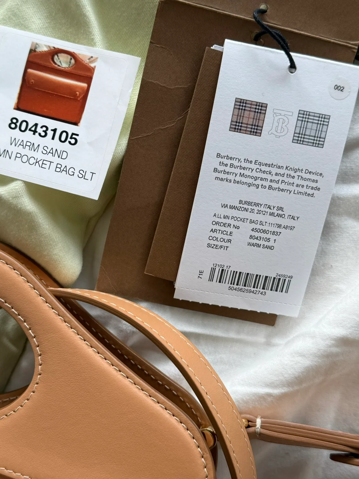 Burberry Warm Sand Pocket Bag Slt (org 2990) image indicator(2)