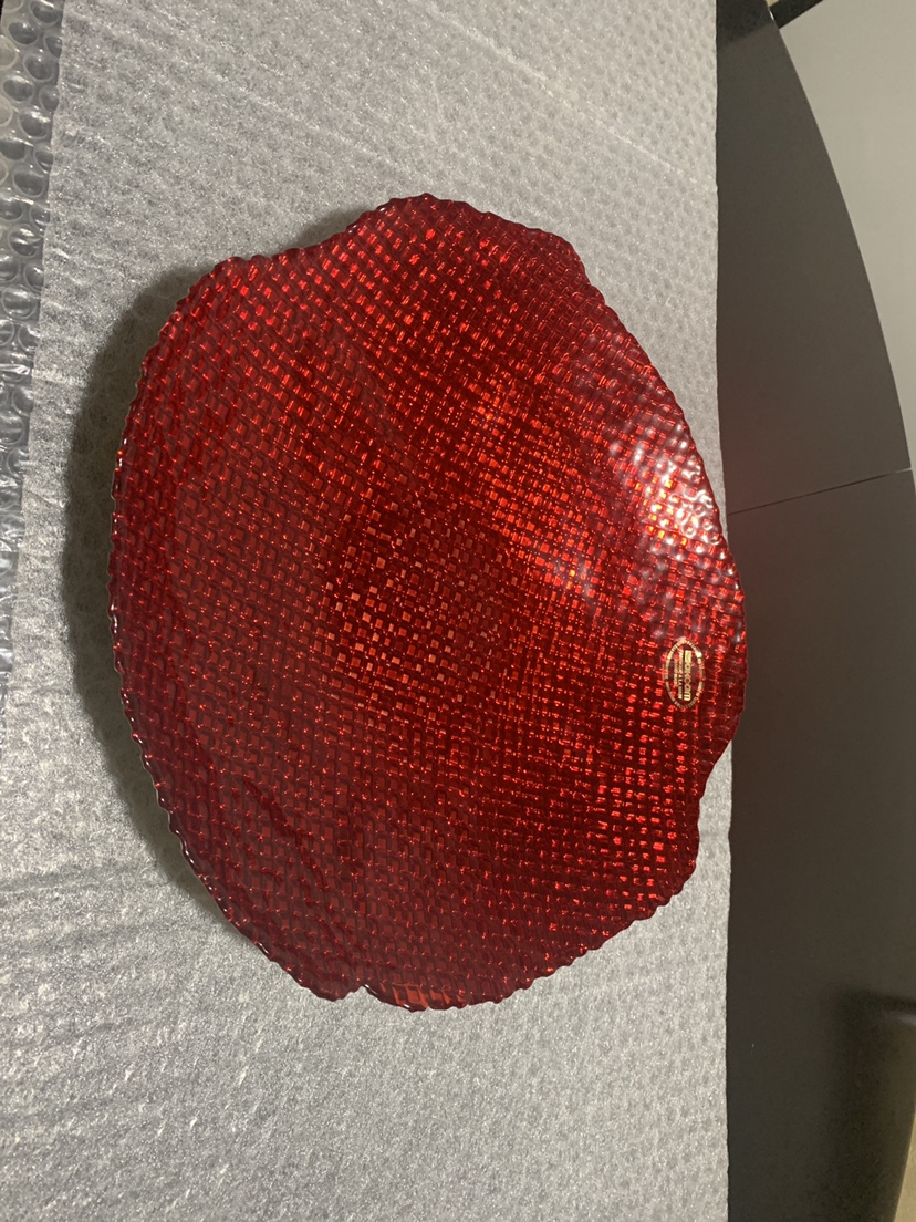 Red and Gold Glass Bowl