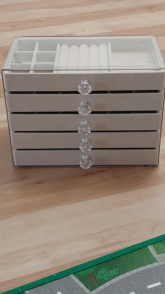 BNIB 5-Tier Jewelry Box with Velvet Lining and Crystal Handles image indicator(5)