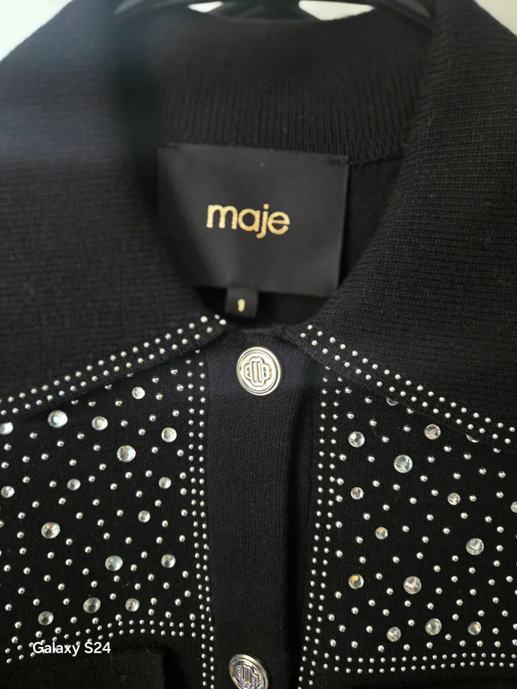 Maje Black Rhinestone Knitted Cardigan image indicator(2)