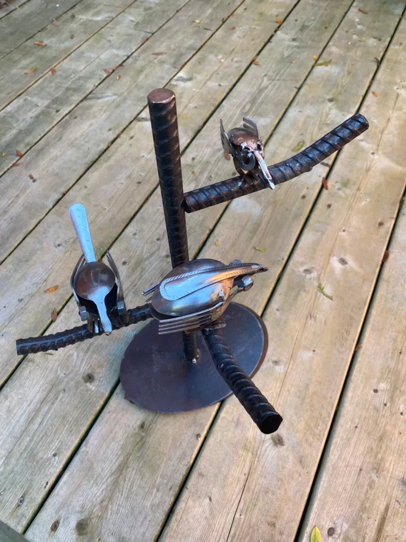 Metal Bird Sculpture - Bird Tree image indicator(2)