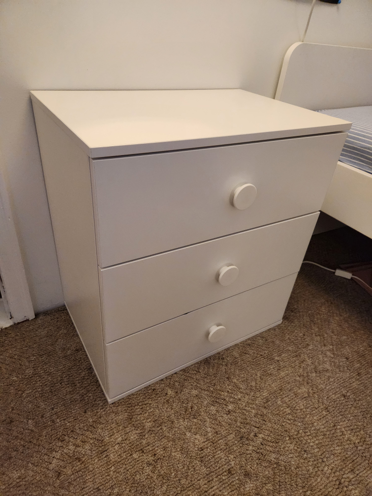 White 3 Drawer Nightstand