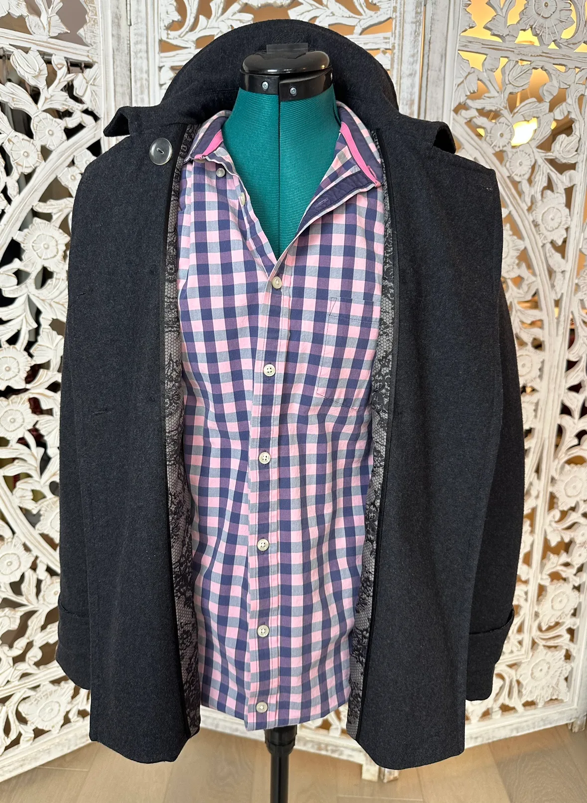 🧡 Peacoat Crop military Jacket XS S Double Breasted Flare Lady's image indicator(7)