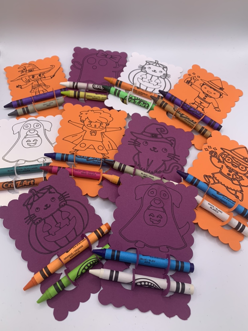 Halloween Colouring Cards with Crayons