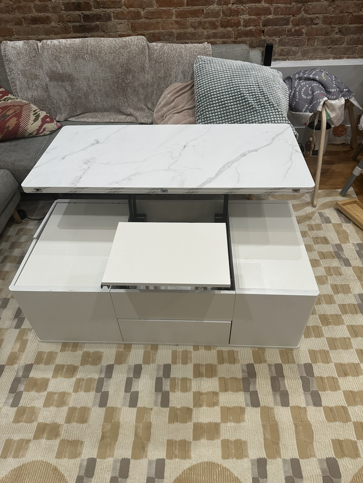 White Wood Lift-top Coffee Table - photo 3
