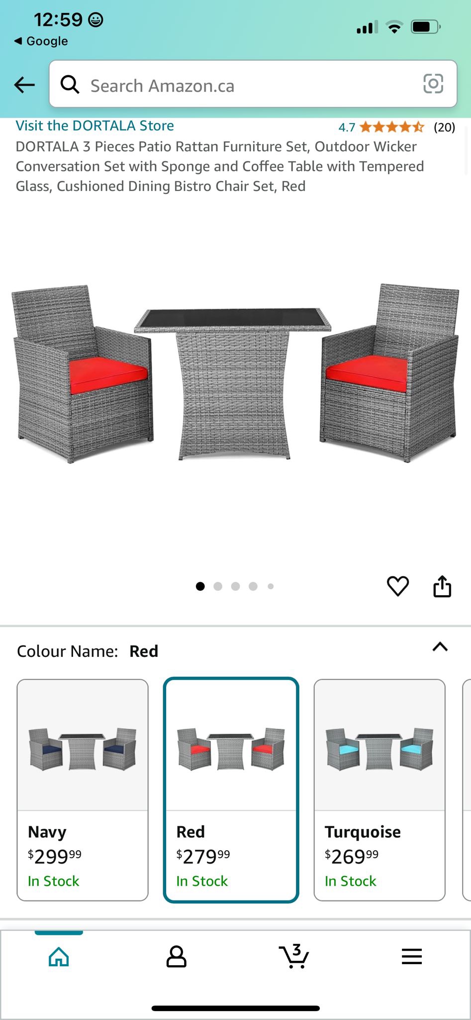 3 Piece Patio Rattan Furniture Set - photo 2