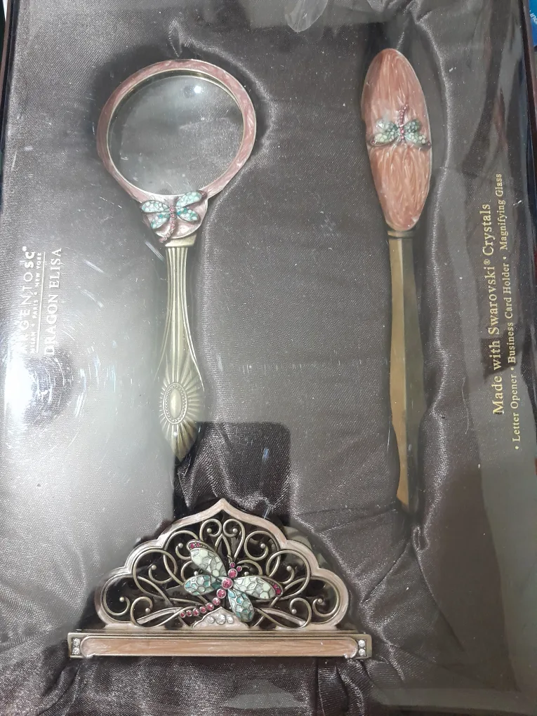 office set.  Letter opener,  Magnifier,  & business card holder image indicator(3)