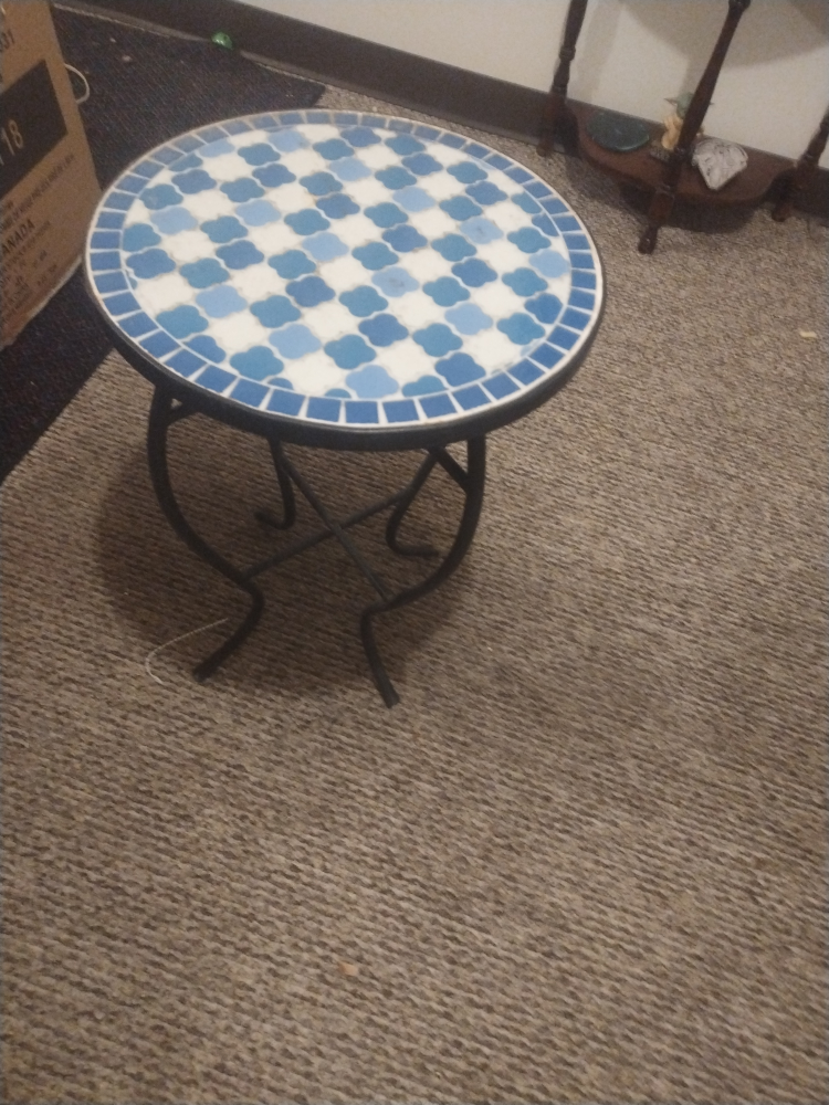 Blue and White Mosaic Tile Table