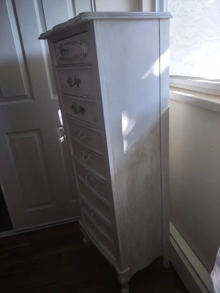 Ivory tall boy dresser (5 drawers) image indicator(4)