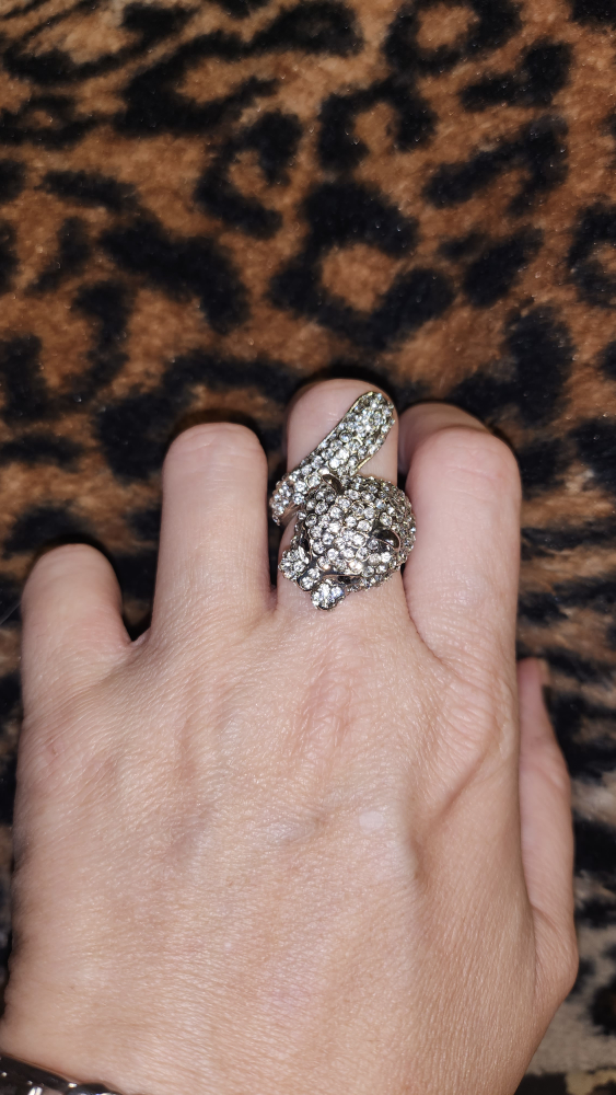 Rhinestones Leopard Ring