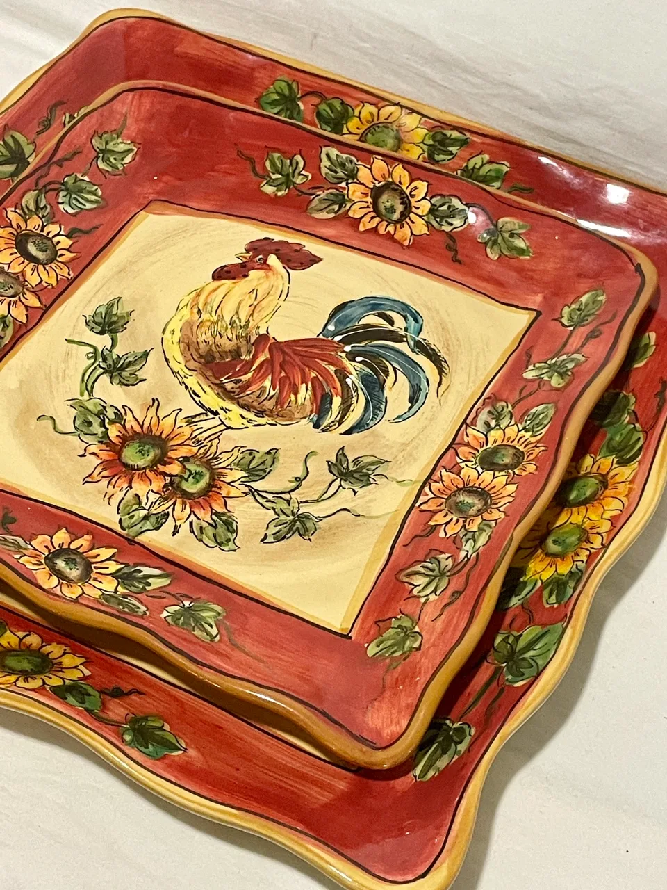 Rooster and Sunflower Serving Platter Set image indicator(2)