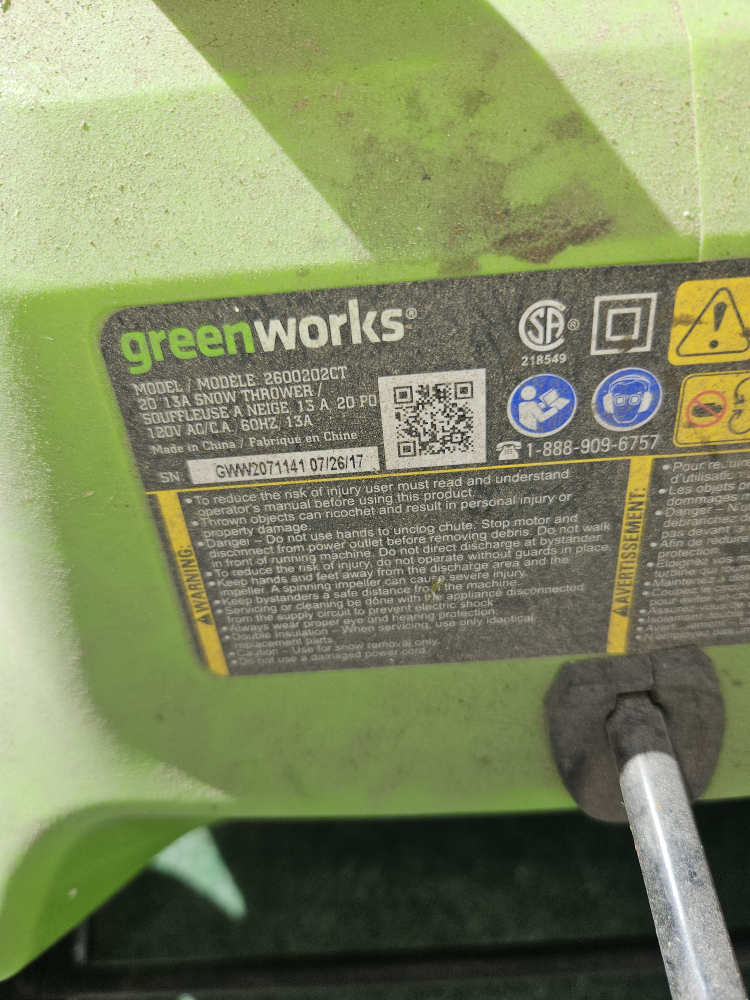 Greenworks 20" Single-Stage Electric Snowblower - photo 2