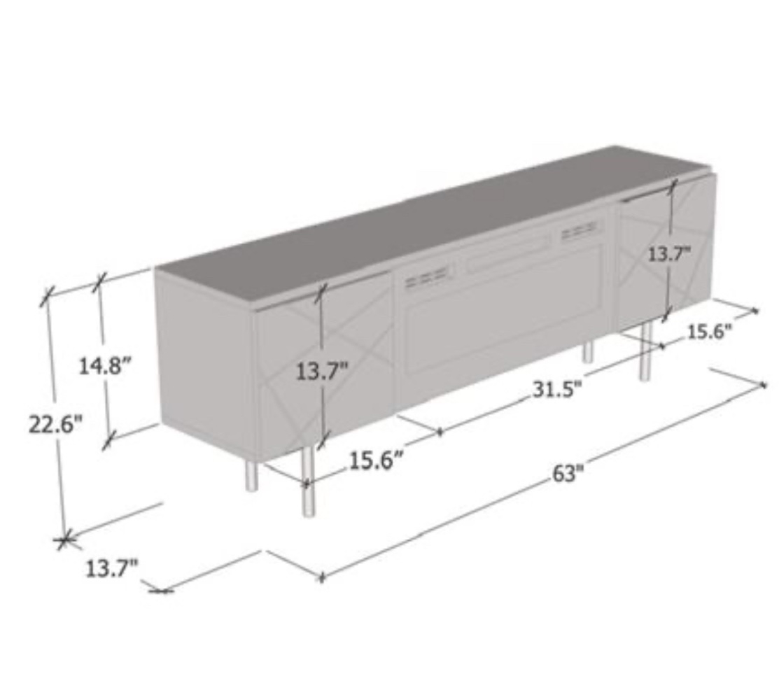 Orren Ellis® Sermet 63''- White Electric Fireplace TV Stand - photo 3