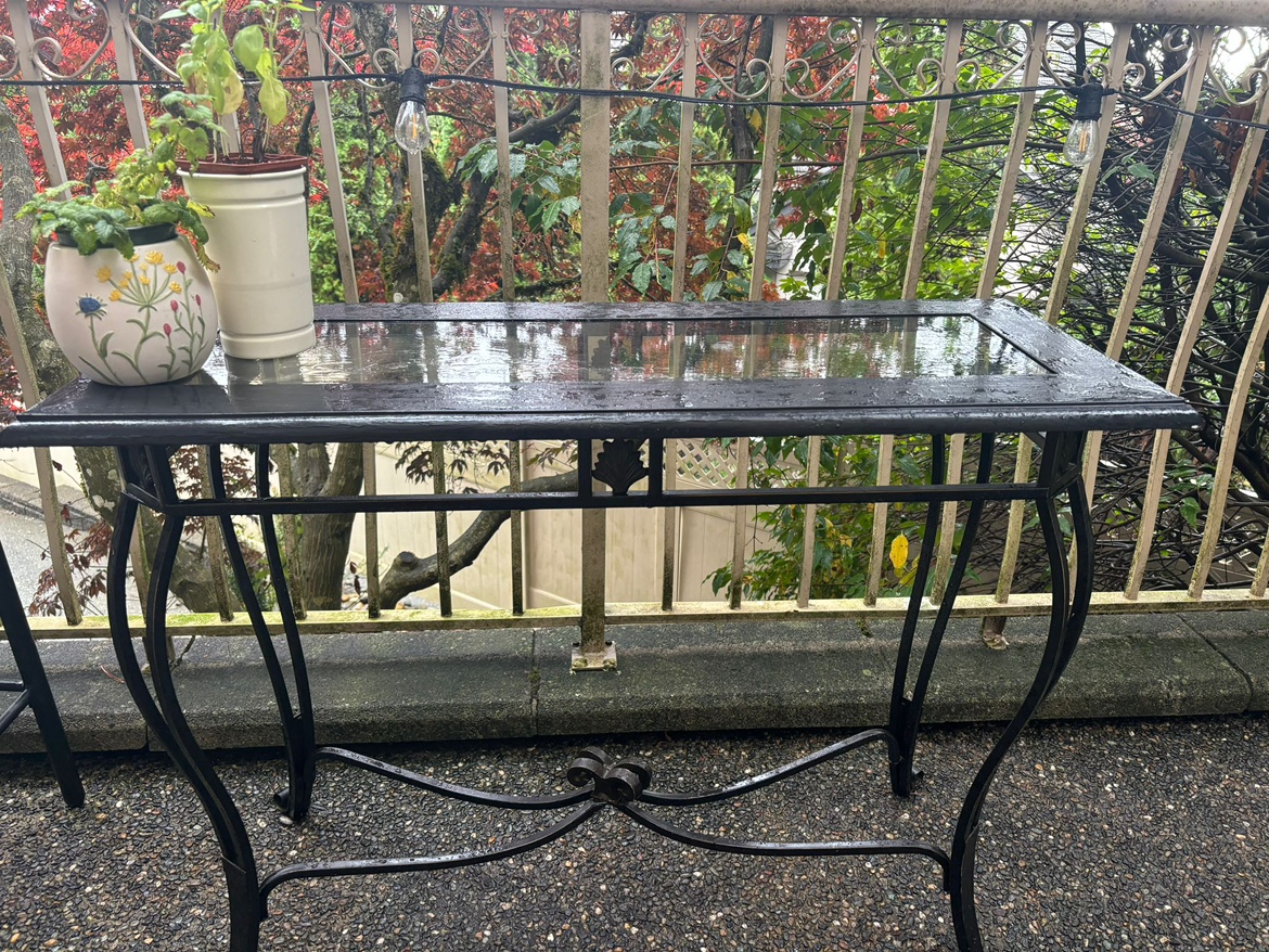 Wrought Iron&Wood Console Table with Glass Top - indoor/outdoor - photo 3