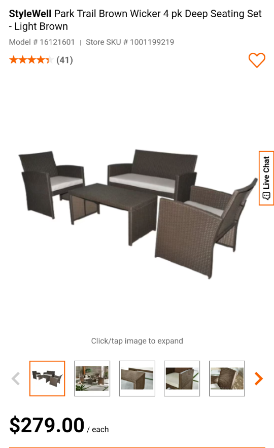 Wicker 4pc patio set