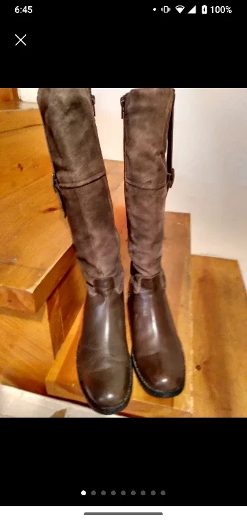 womens  tall brown suede leather boots and short boots thumbnail