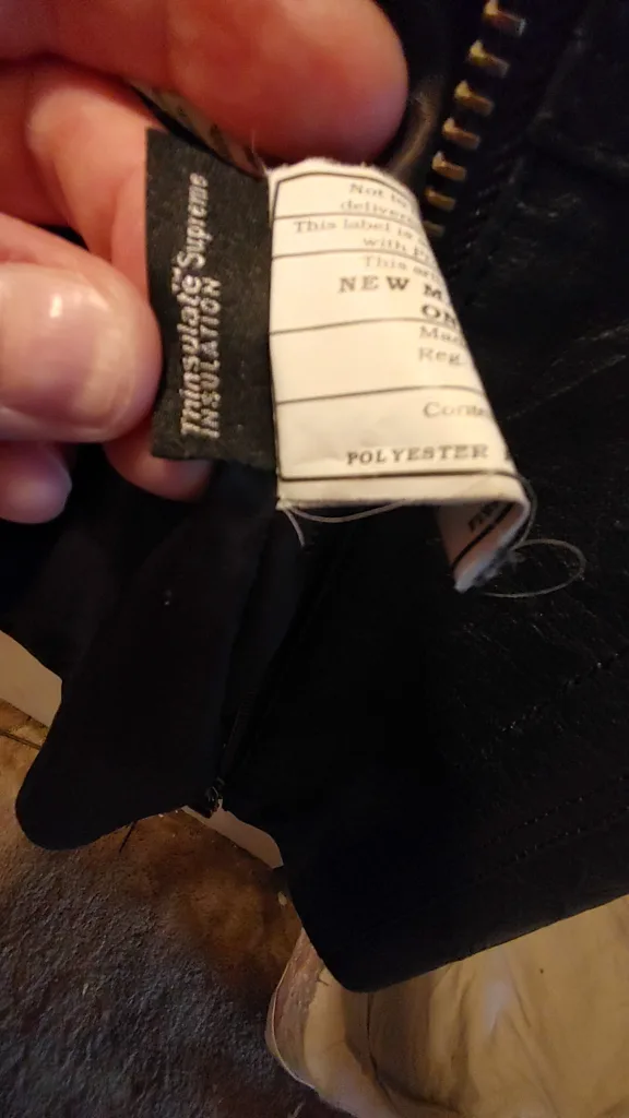 XL ladies textured black leather 3/4 length jacket with hood image indicator(5)