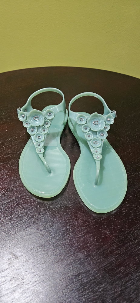 Coach Tea Rose Mint Green Jelly Sandals - Size 9
