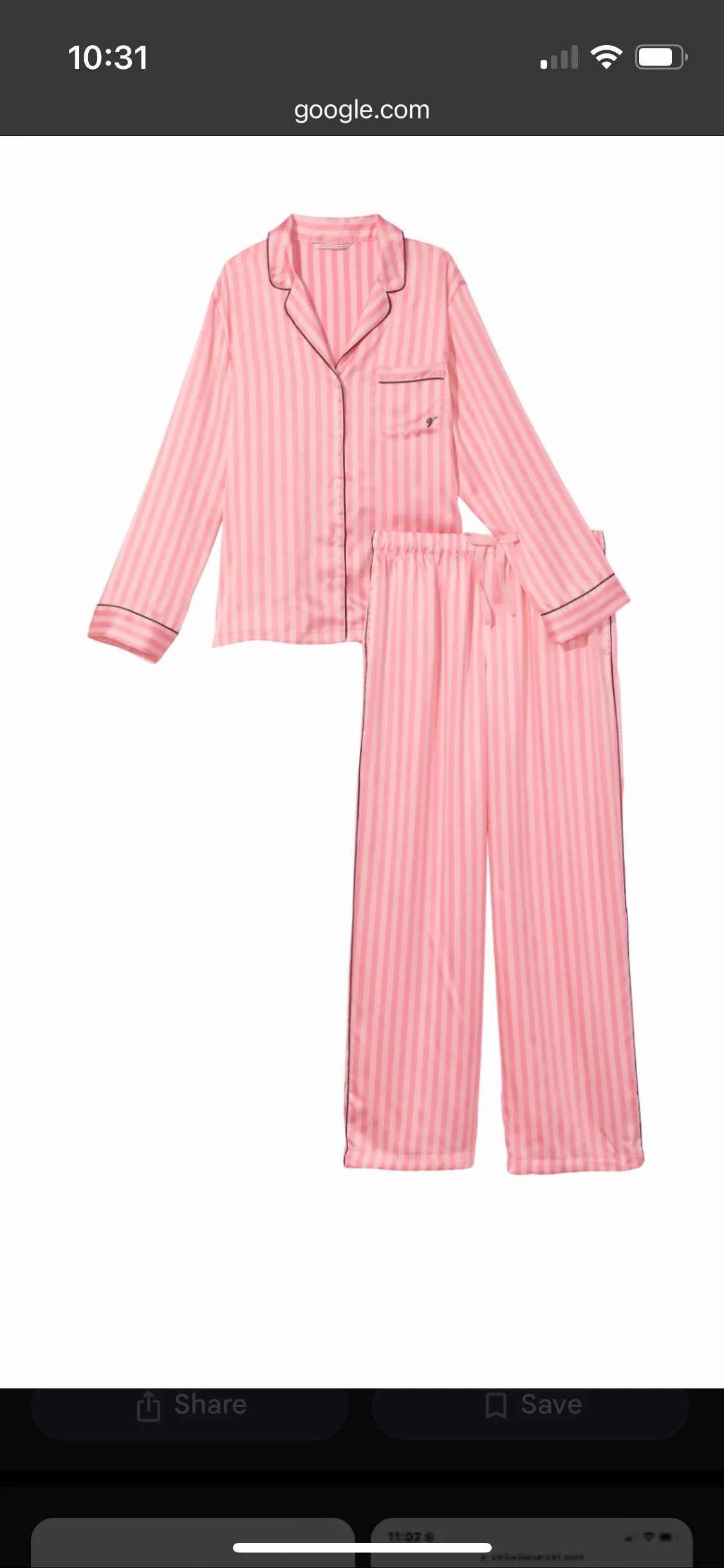 Victoria's Secret Pink Striped Satin Pajama Set thumbnail