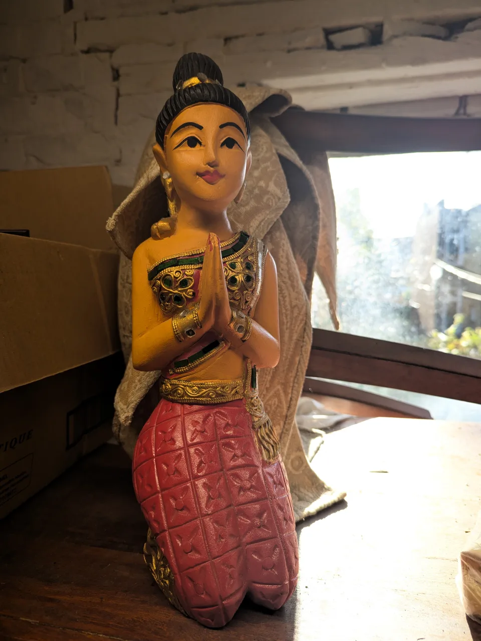 Wooden Figurine of Thai Woman in Traditional Dress image indicator(2)