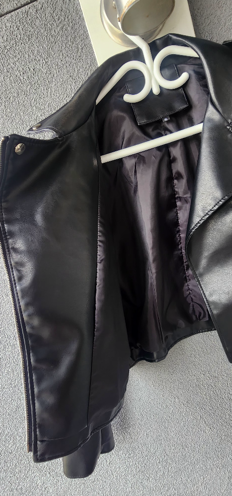 Womens Black Faux Leather Jacket - Size Large - photo 5