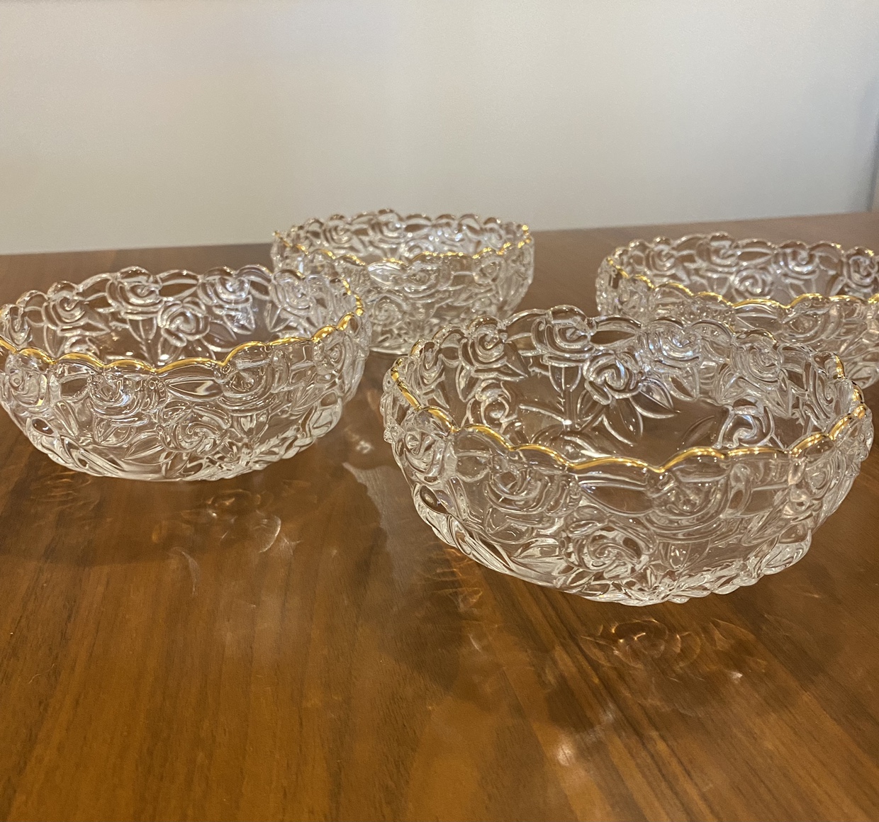 Set of 6 Crystal Glass Bowls with Gold Rim - photo 3