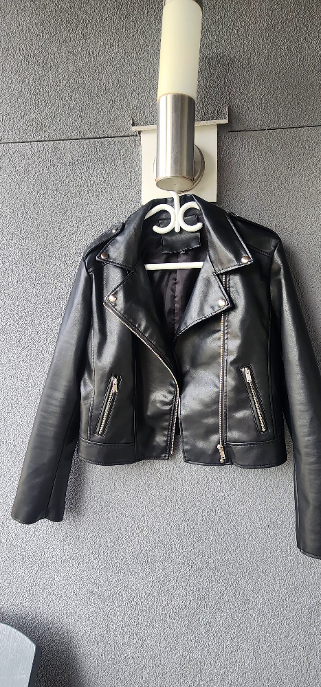Womens Black Faux Leather Jacket - Size Large - photo 2