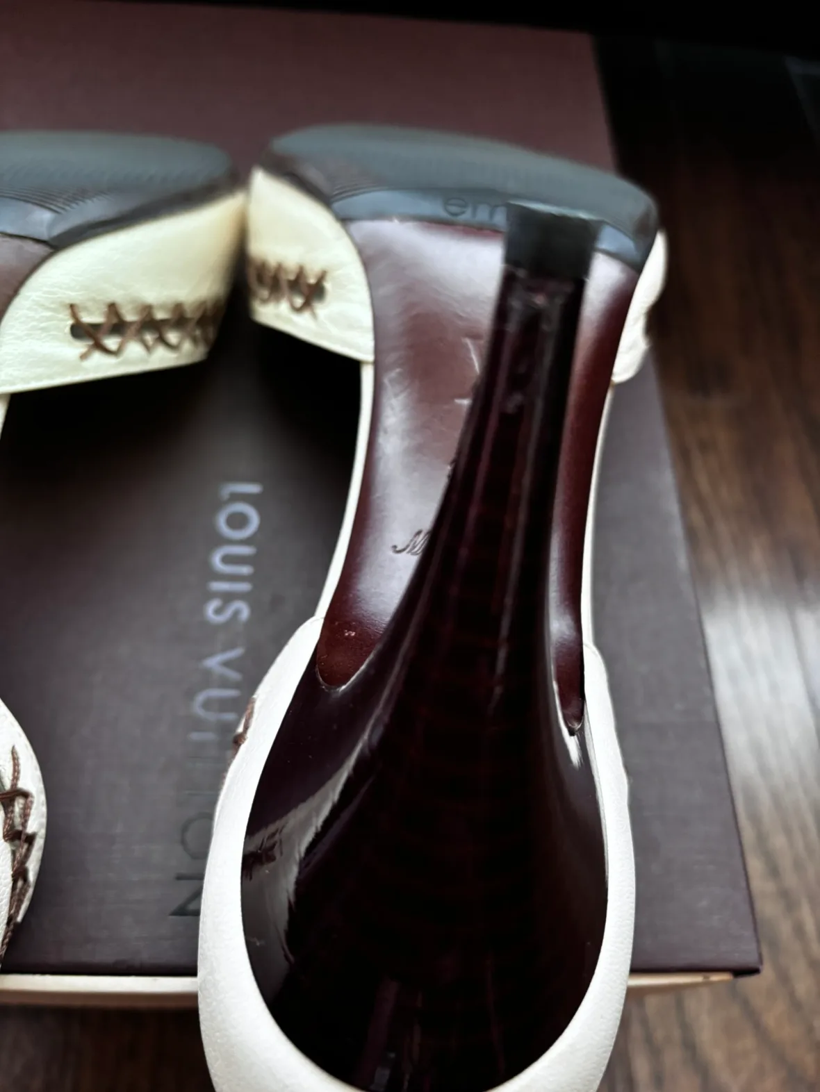 Louis Vuitton White Leather Heels image indicator(6)