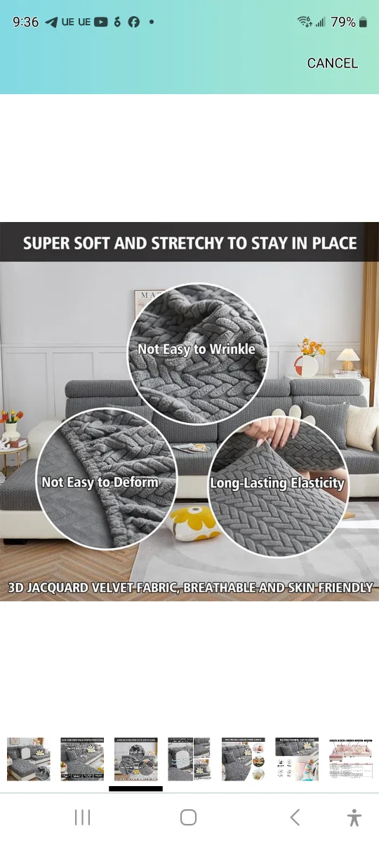 Brand new sectional sofa stretch. covers . Grey. image indicator(2)