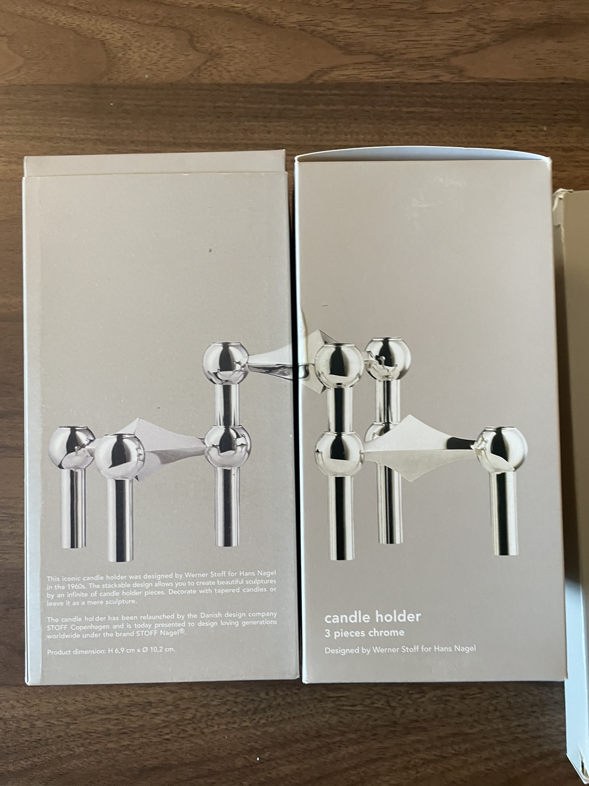 Stoff Nagel Danish designer Taper Candles and Candle Holder