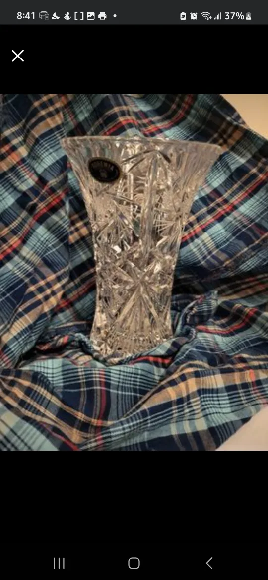 Vintage Bohemia Crystal Cut Glass Vase