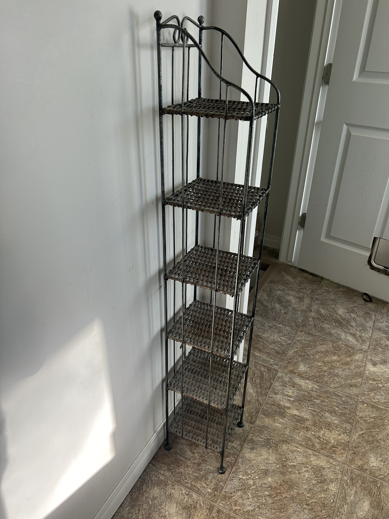 Wicker and Metal Shelving Unit - photo 2