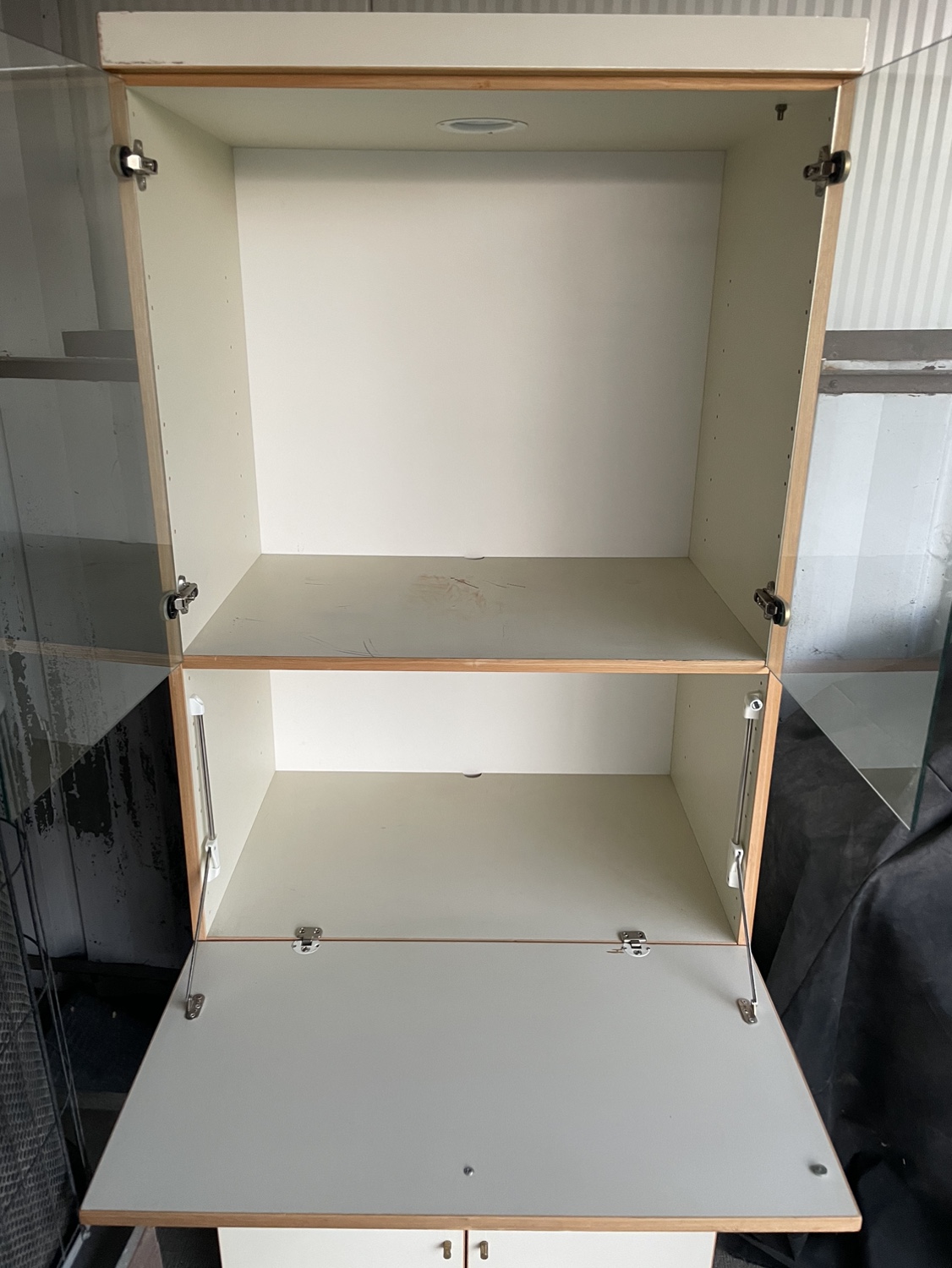 White Cabinet With Glass Doors & Lights - photo 4