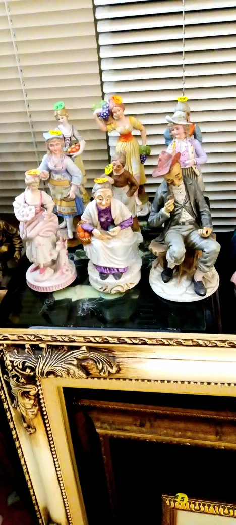 many antique porcelain figurines, statues on sale, $5, $10, $15. image indicator(6)