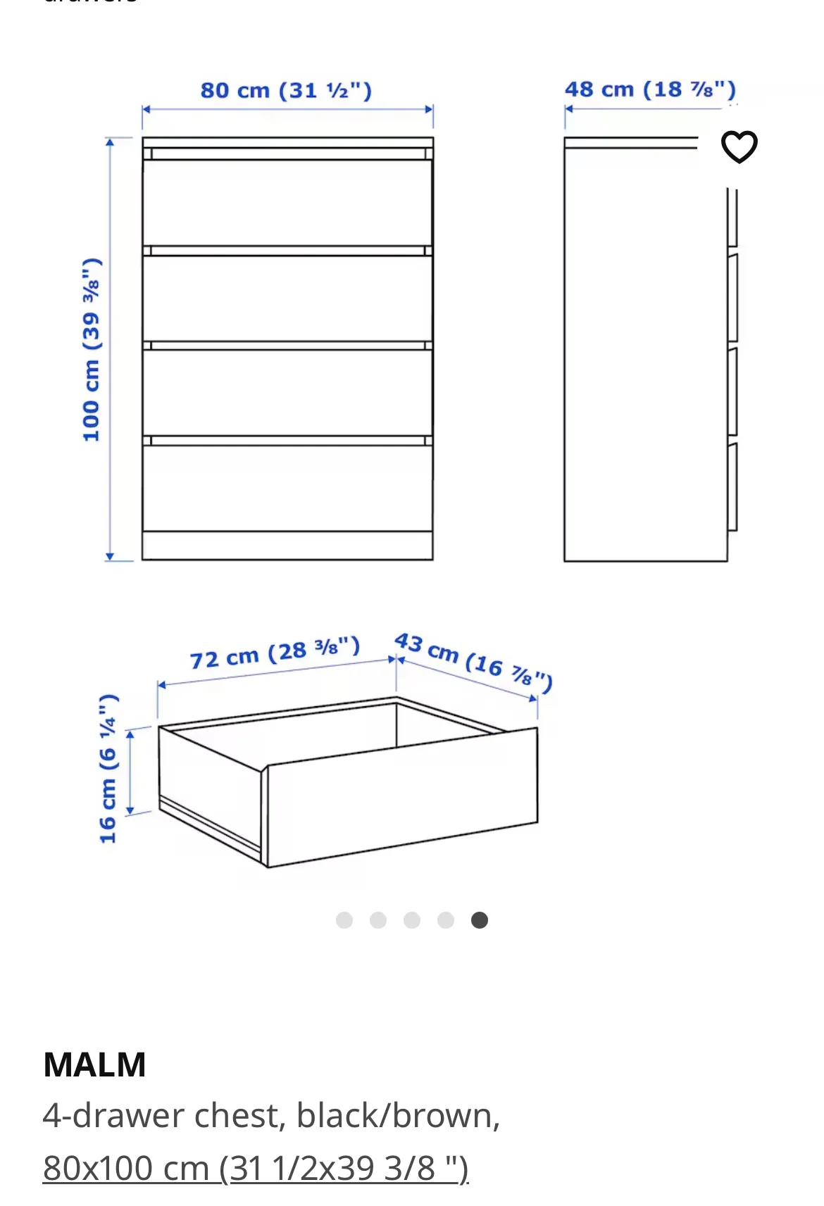IKEA MALM 4-Drawer Chest - White image indicator(2)