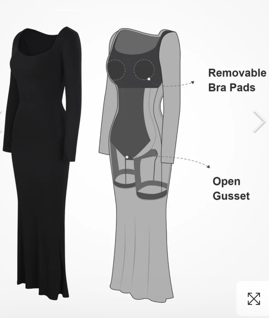 NEW! Popilush Built-In Shapewear Long Sleeve Maxi Lounge Dress - photo 2